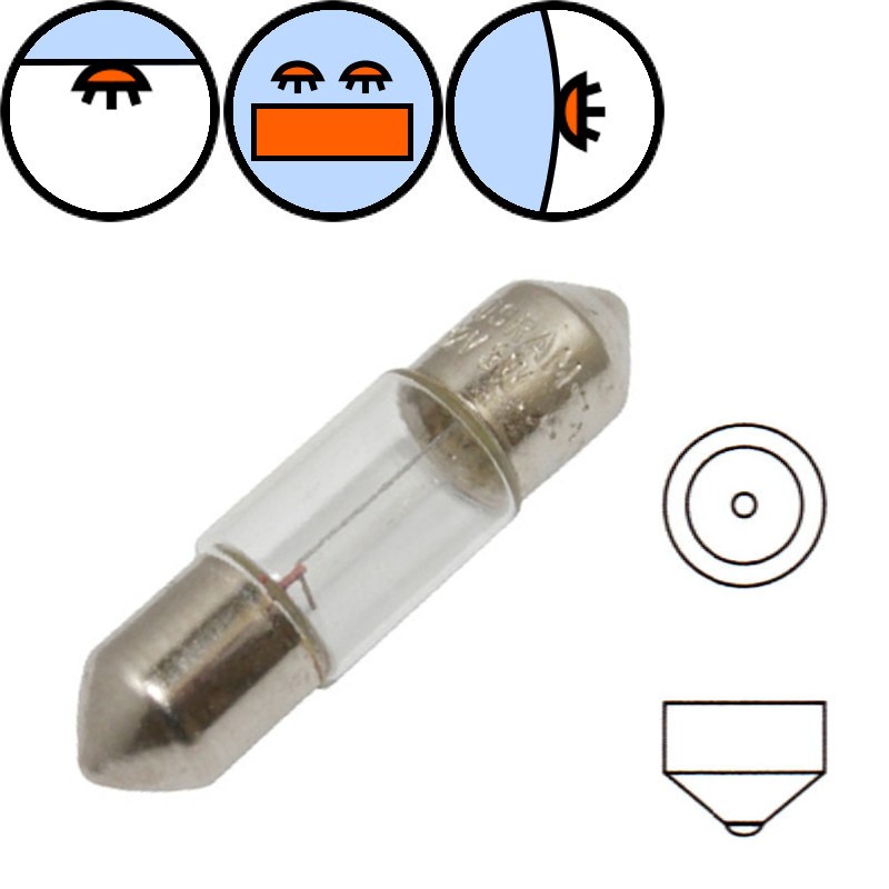 AMPOULE-LAMPE 12V 5W NORME C5W CULOT SV 8.5-11X35 NAVETTE BLANC