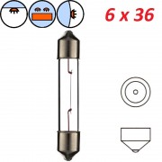 Ampoule navette 6V 3W SV6 6x36 mm