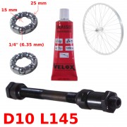 KIT AXE DE ROUE ARRIERE Ø 10mm Lg. 145mm GRAISSE ROULEMENT