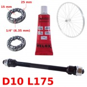 KIT AXE DE ROUE ARRIERE Ø 10mm Lg. 175mm GRAISSE ROULEMENT