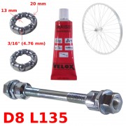 KIT AXE DE ROUE AVANT Ø 8mm Lg. 135mm GRAISSE ROULEMENT