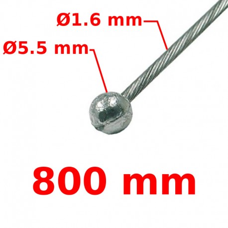 Câble de frein avant tête ronde Ø5.5 Lg 800mm 15/10