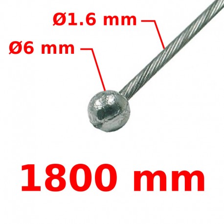 Câble de frein avant tête ronde Ø6 Lg 1800mm 16/10