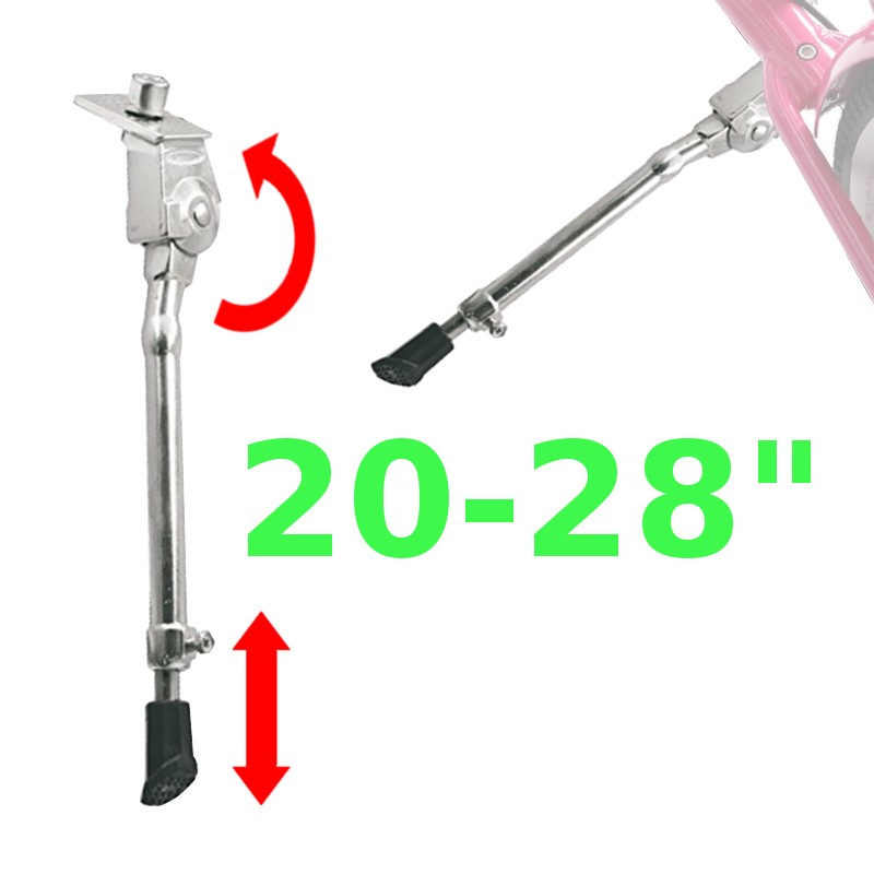 Béquille latérale de vélo ajustable V BIKE montage sur axe de pédalier 20 -  28'' argent - Tonnycat