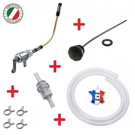 KIT ESSENCE SCOOTER PIAGGIO VESPA : ROBINET + BOUCHON + DURITE + FILTRE + COLLIER CIAO SC PX 50 FL P TEEN BRAVO BOXER BOSS