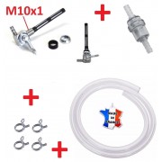 KIT ESSENCE MOBYLETTE ROBINET COUDE M10 + FILTRE + DURITE + COLLIER