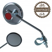 1x RETROVISEUR VELO ROND 75MM CHROME AVEC CATADIOPTRE GAUCHE DROIT VINTAGE GUIDON VILLE ROUTE