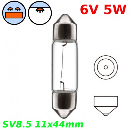 Ampoule navette 6V 5W SV8.5 11x44mm