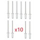 10 Rivets blancs moto scooter mobylette
