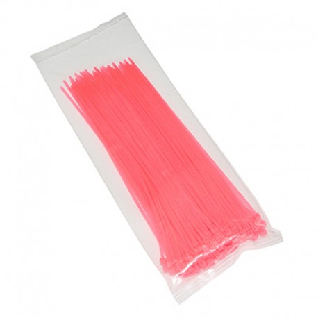 Kit de 10 collier de serrage 2.5x200mm RILSAN rose fluo