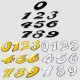 Autocollant sticker numéro chiffre 0 1 2 3 4 5 6 7 8 9 blanc noir jaune hauteur 9cm