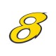 Autocollant sticker numéro chiffre 0 1 2 3 4 5 6 7 8 9 blanc noir jaune hauteur 9cm