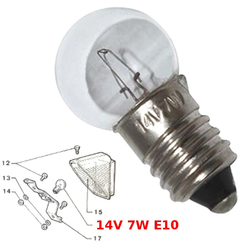 Ampoule E10 14V 7W à visser feu Solex