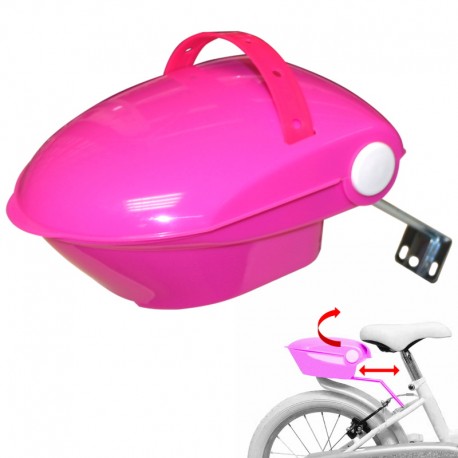 Porte poupee/accessoires vélo enfant couleur blanc/rose (fixation arrière)