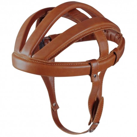 CASQUE BOUDIN VINTAGE MARRON REPRODUCTION CUIR VELO COURSE ANNEE 60 70 LEROICA CASQUETTE