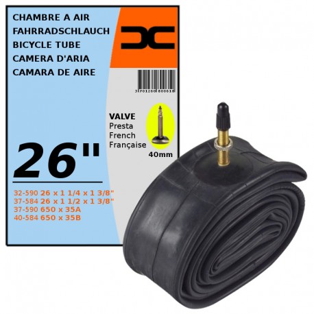 CHAMBRE A AIR VELO 650x35B 650x35A 26 32 40 584 590 VALVE PRESTA 40MM VILLE CYCLINGCOLORS