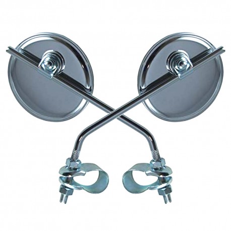 Rétroviseur rond 75mm 190mm chromé