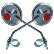 Rétroviseur rond 75mm 190mm chromé