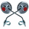 2x RETROVISEUR VELO ROND CHROME Ø75MM CATADIOPTRE ROUTE VILLE GUIDON VINTAGE