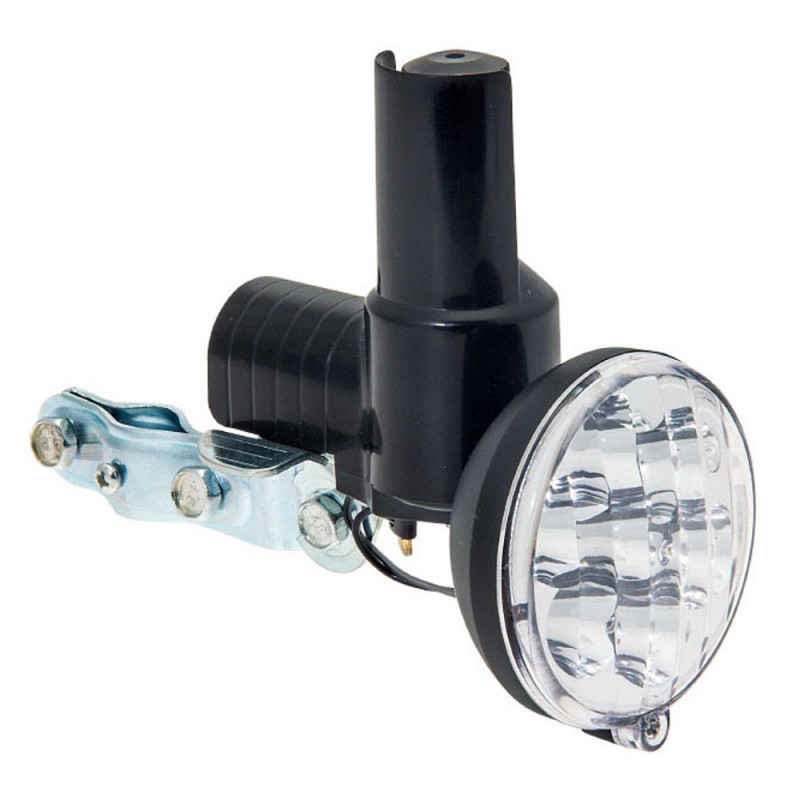 FEU DYNAMO 7 LEDS VELO AVANT AVEC SUPPORT CABLAGE LAMPE CYCLE