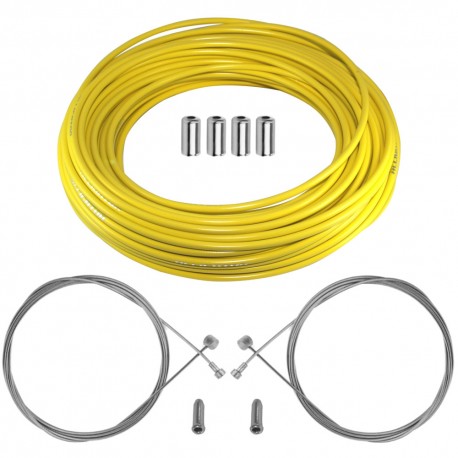 KIT CABLE ET GAINE DE FREIN JAUNE AVANT ARRIERE VELO ROUTE VTT VINTAGE