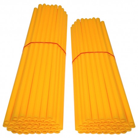 80x COUVRE RAYON JAUNE OR ROUE AVANT ARRIERE JANTE TUBE PAILLE