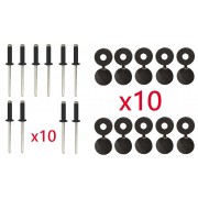 Lot de 10 Rivets + Cache Rivet Noir Plaque D'IMMATRICULATION Voiture Auto Moto Scooter MOBYLETTE Protection Plastique Aveugle