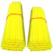 80x COUVRE RAYON JAUNE FLUO ROUE AVANT ARRIERE JANTE TUBE PAILLE FENDUE 190MM 210MM VELO CYCLOMOTEUR MOTO CROSS ENDURO DIRT