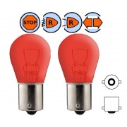 2x AMPOULE 12V 21W BA15S ROUGE AUTO MOTO MOBYLETTE SCOOTER LAMPE FEU ARRIÈRE STOP POSITION