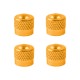 4x CAPUCHON DE VALVE SCHRADER ALUMINIUM JAUNE OR ANTI-POUSSIERE ROUE JANTE