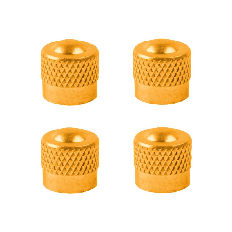 4x CAPUCHON DE VALVE SCHRADER ALUMINIUM JAUNE OR ANTI-POUSSIERE ROUE JANTE  - CYCLINGCOLORS