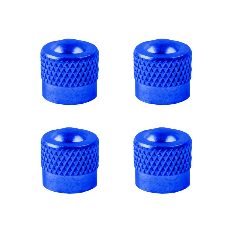 4x CAPUCHON DE VALVE SCHRADER ALUMINIUM BLEU ANTI-POUSSIERE ROUE JANTE -  CYCLINGCOLORS