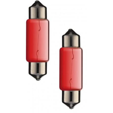 2x AMPOULE NAVETTE ROUGE 12V 5W 10x36MM SV8.5 ECLAIRAGE INTERIEUR PLAQUE D'IMMATRICULATION FEU ARRIERE STOP CLIGNOTANT