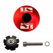 BOUCHON DE DIRECTION ALUMINIUM ROUGE TUBE 1 1/8" POTENCE CAPOT ETOILE OVERSIZED VELO CYCLE VTT VTC VILLE ROUTE