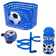 kit panier bidon sonnette bleu football vélo enfant corbeille draisienne tricycle trottinette