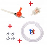 KIT ESSENCE PEUGEOT 103 : ROBINET ROUGE RESERVOIR 3L7 + COLLIER TUBE + DURITE + FILTRE A MOTO MOBYLETTE CYCLOMOTEUR