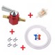 KIT ESSENCE UNIVERSEL : ROBINET 5MM 6MM ROUGE + COLLIER + DURITE + FILTRE MOTO MOBYLETTE TONDEUSE TRACTEUR