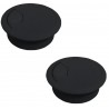 2x PASSE CABLE BUREAU DIAMETRE 60MM NOIR ROND ORDINATEUR PC FIL ELECTRIQUE