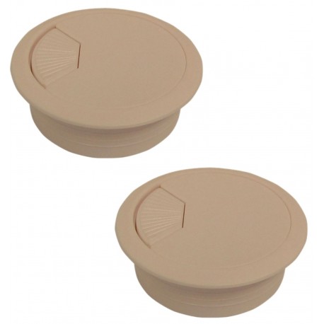 2x PASSE CABLE BUREAU DIAMETRE 60MM BEIGE ROND ORDINATEUR PC FIL ELECTRIQUE
