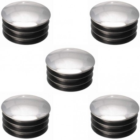 5x EMBOUT DE TUBE ROND RENTRANT PLASTIQUE CHROME ARGENT CHAISE MEUBLE DECORATIF