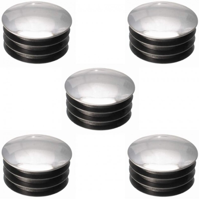 5x EMBOUT DE TUBE ROND RENTRANT PLASTIQUE CHROME ARGENT CHAISE