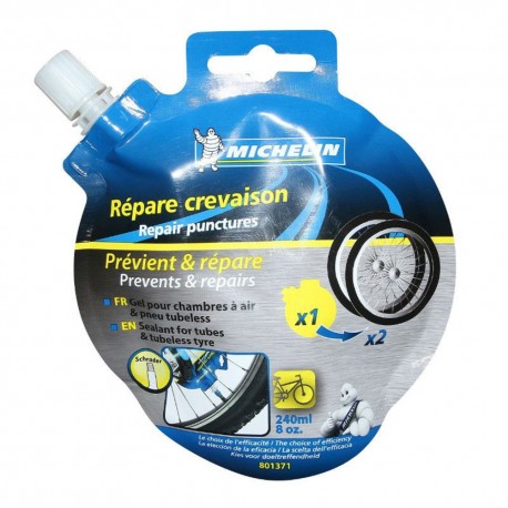 LIQUIDE ANTI-CREVAISON PREVENTIF MICHELIN POUR PNEU TUBELESS ET TUBETYPE (DOSETTE 2 PNEUS)