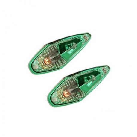 Paire de clignotant goutte d'eau vert / transparent design pour moto scooter