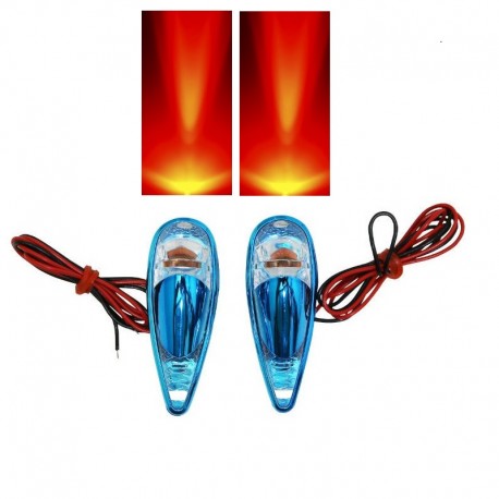 Paire de clignotant goutte d'eau bleu a ampoule orange pour moto scooter