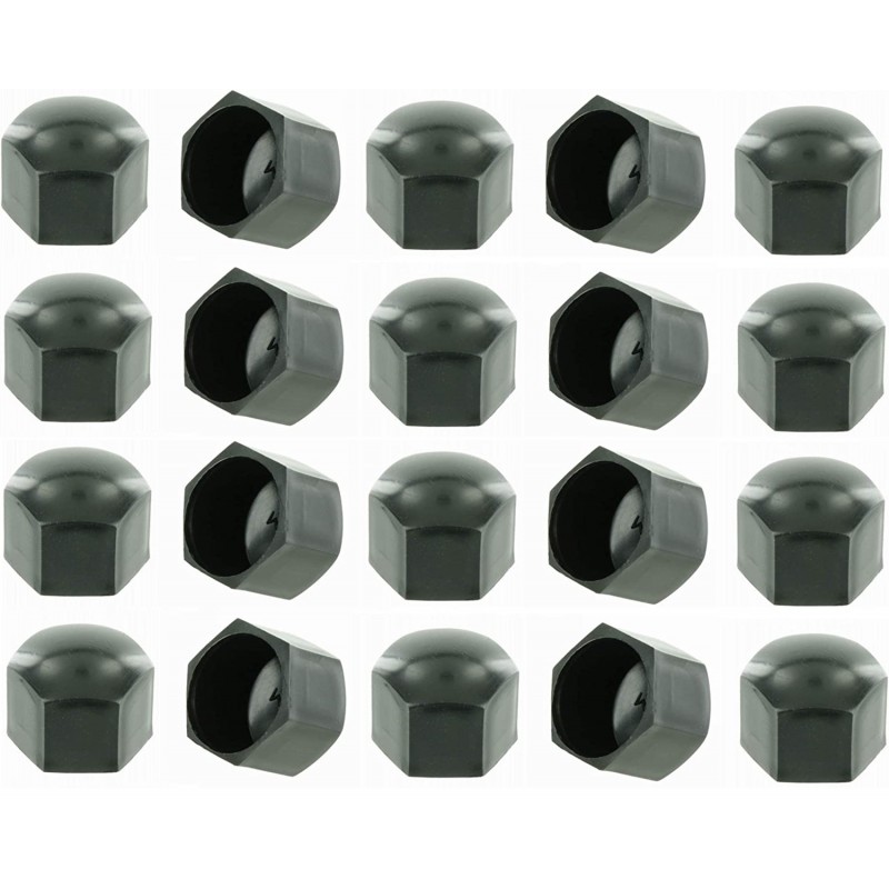 20x Boulon De Roue Jantes Capuchon Hexagonal Couvercles 17 mm noir