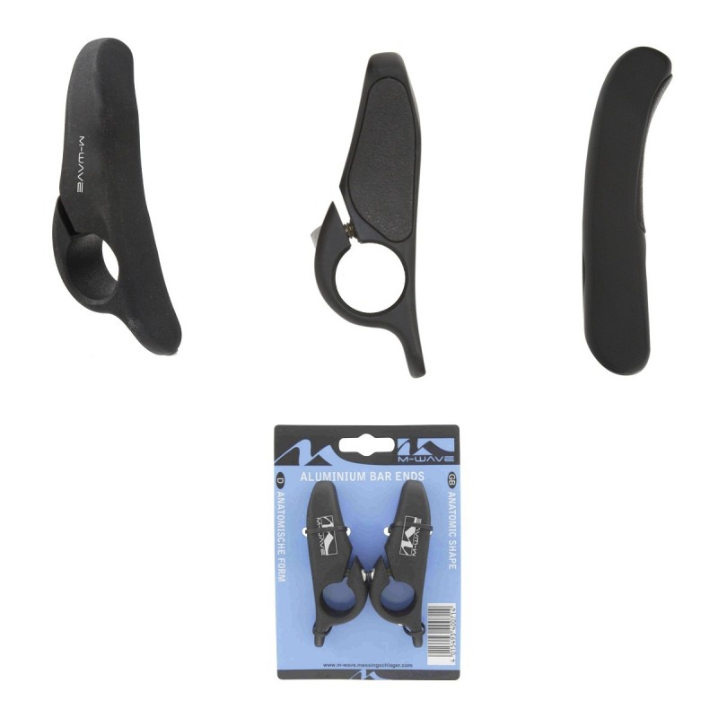 Vhbw 2x Poignées de guidon pour vélo et VTT - Poignee avec cornes bar-ends,  ergonomique, noir / bleu