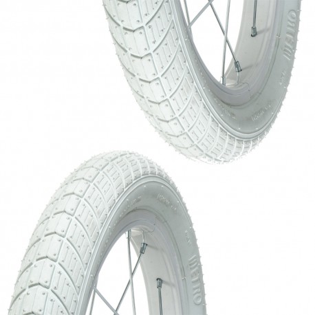 2x Pneu blanc 14 x 2.00" (50-254) lisse ORTEM VENOM vélo enfant junior mixte route chemin