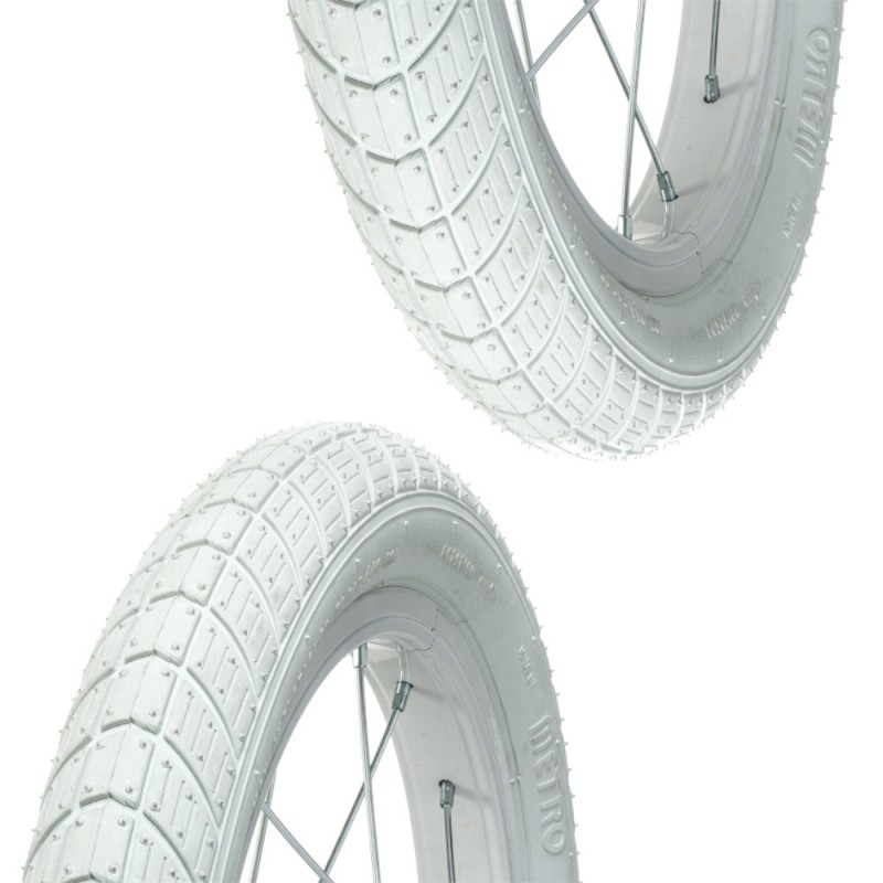 2x Pneu blanc 14 x 2.00 50 254 lisse ORTEM VENOM velo enfant junior mixte route chemin CYCLINGCOLORS