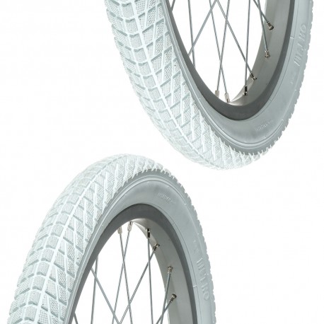 2x Pneu blanc 18 x 2.00" (50-355) slick ORTEM vélo enfant junior mixte route chemin