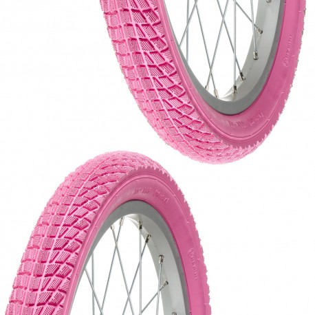 2x Pneu rose 18 x 2.00" (50-355) slick ORTEM vélo enfant junior mixte route chemin